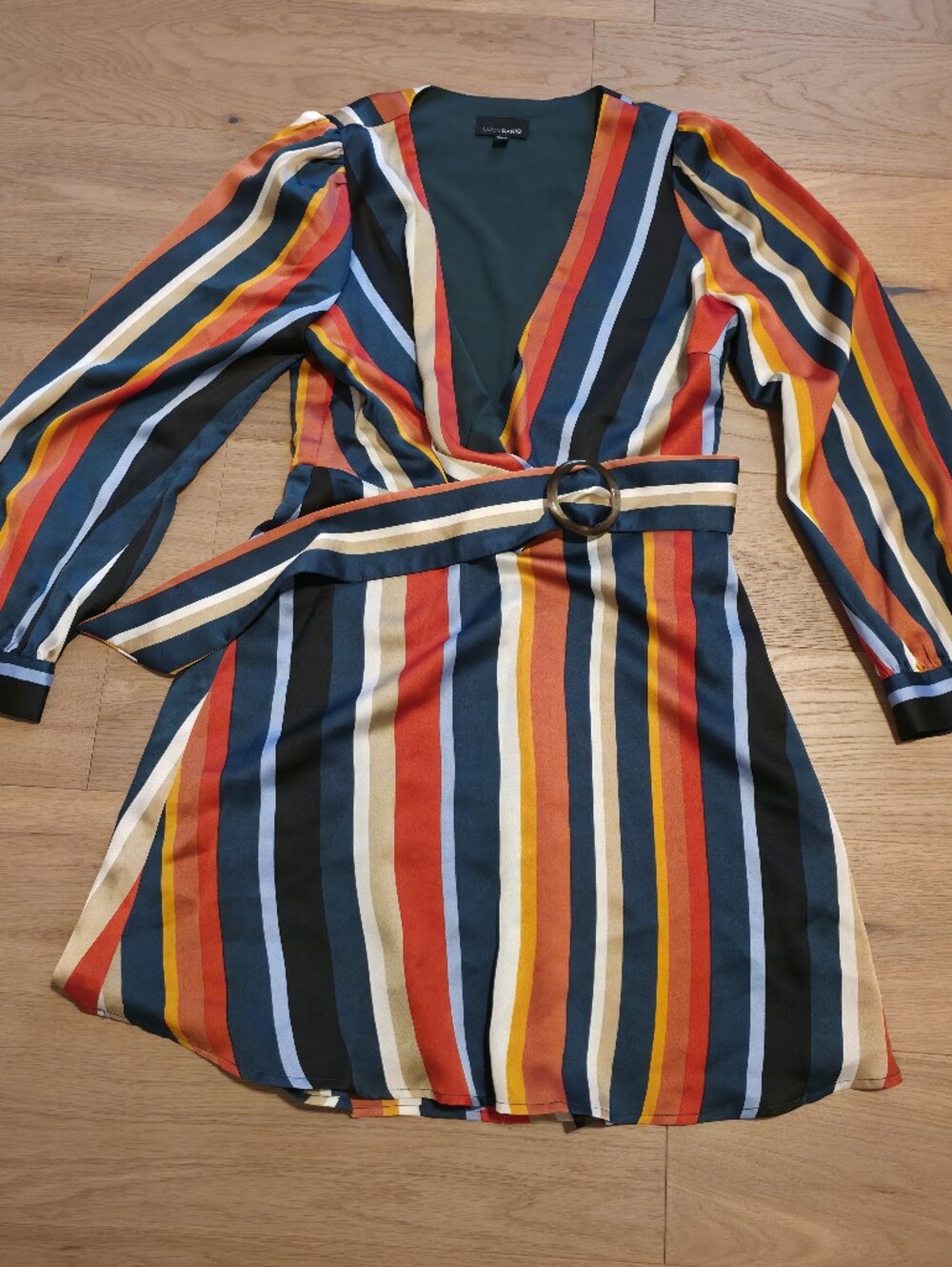 Lucy Paris Multi-Stripe Wrap Mini Dress with Belt